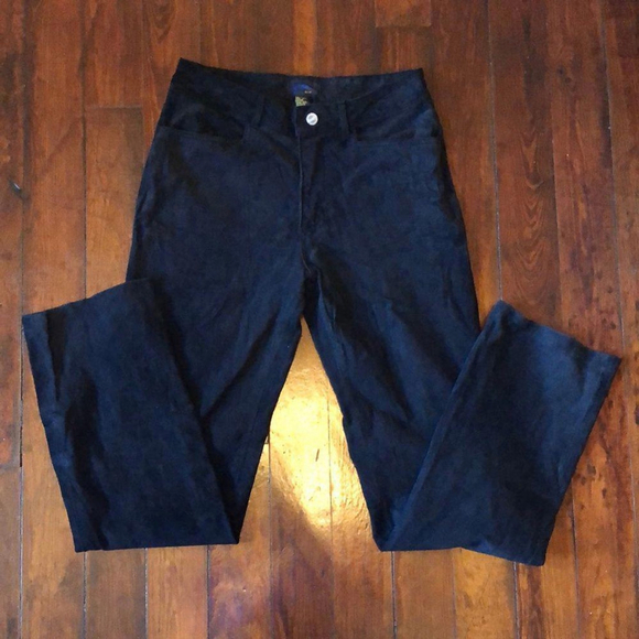 Jou Jou Pants - Jou Jou Stylish Black Suede 100% Leather Pants for Casual Wear - Size 9/10